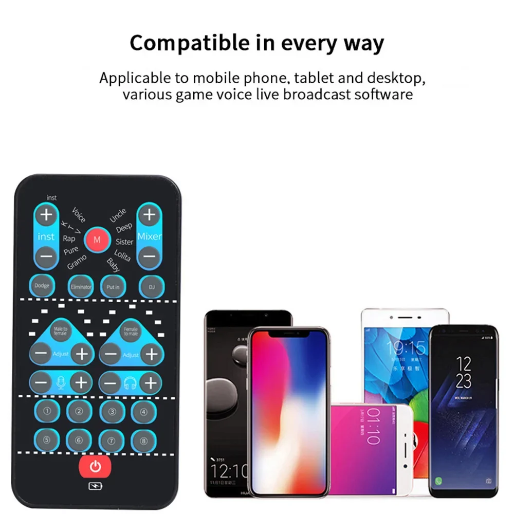 M10 Voice Changer Device Karaoke Sound Card Male Female Voice Switch Portable Sound Changer Card Fine Tuning for Live Music