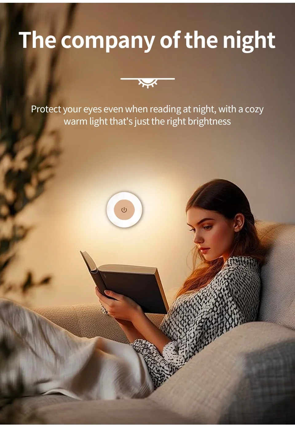 LED Touch Glow Night Light For Baby Room Bedroom Bathroom Nighttime Eye Care Lamp 3 Color Adjustable Rechargeable Cabinet Lights