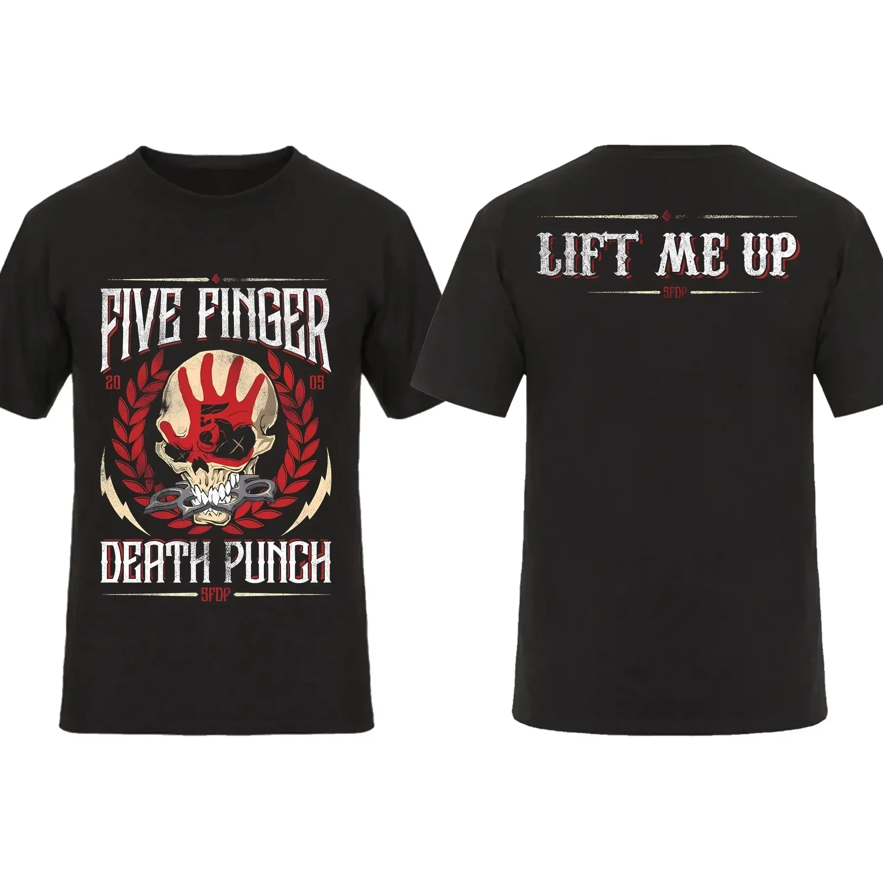 

Men's double-sided motorcycle shirt Five-finger Death Fist printed shirt black, teen streetwear, 2024 Casual Street wear T-shirt