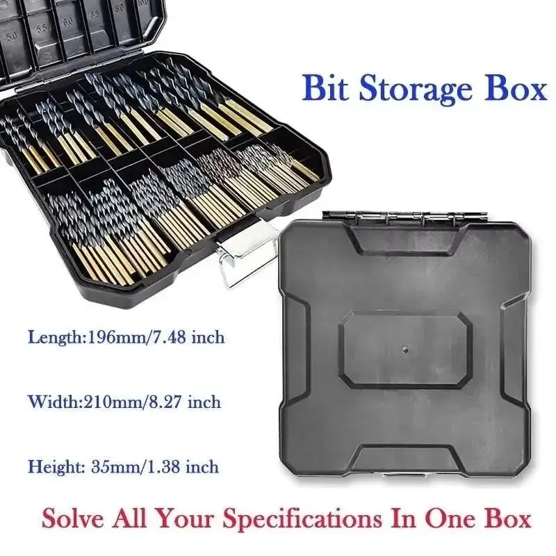 

99Pcs Drill Bit Set 1/16" To 3/8" Drill With Plastic Storage Case Premium HSS Black Gold Coated Twist Hex Shank Jobber Drill Bit