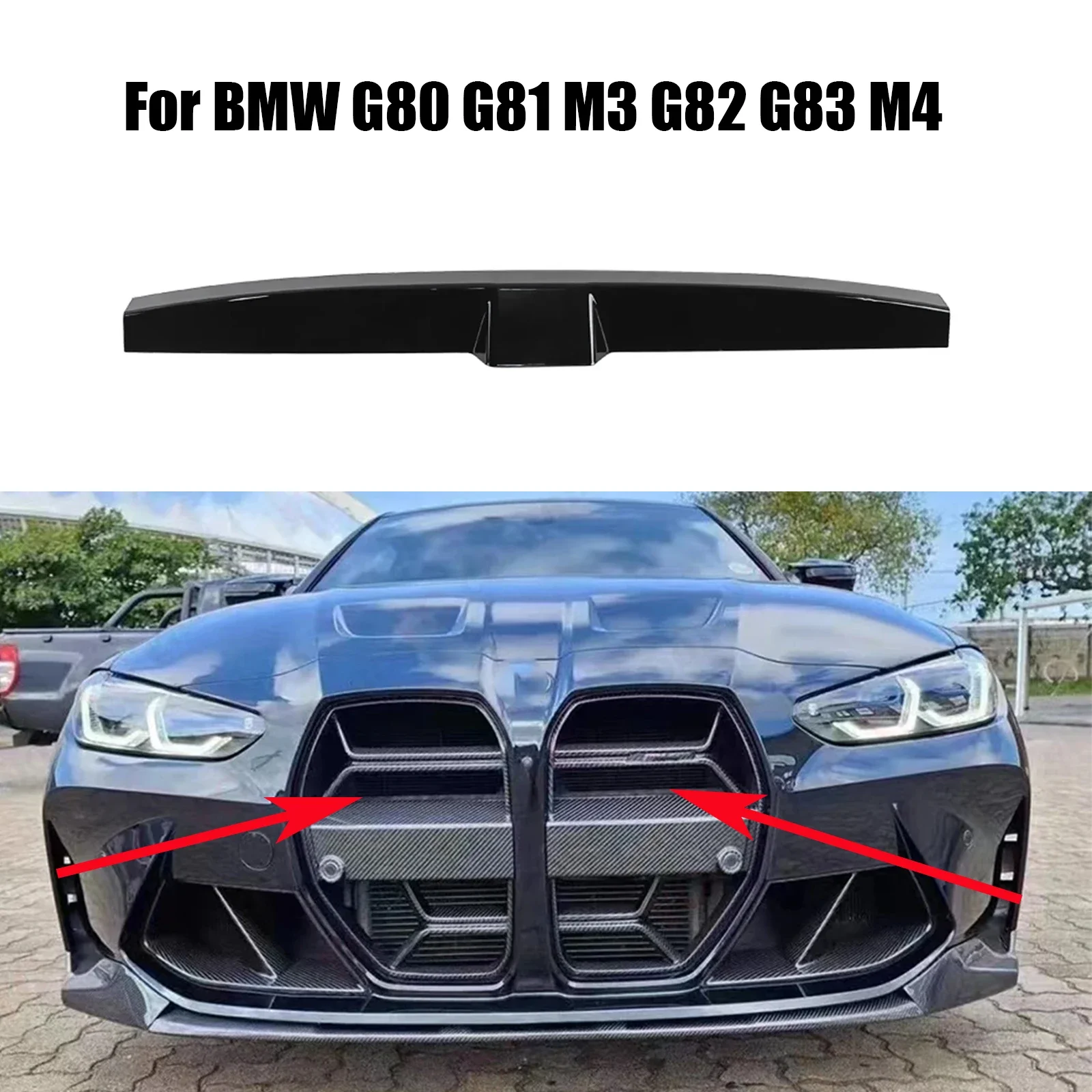 For BMW G80 G81 M3 G82 G83 M4 2021-2024 GlossyBlack Carbon Fiber Look Front Bumper Crash Foam Cover Trim Grille Back Foam Bumper