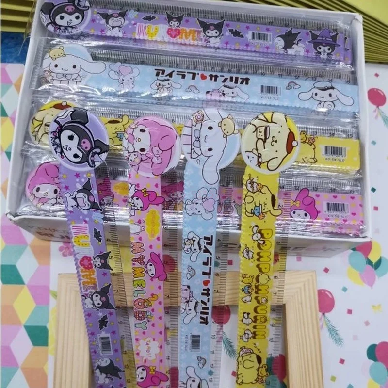 Sanrio Melody Kuromi Cinnamoroll Graduated Ruler Cute Cartoon Students Learn Painting Wholesale Office Stationery Supplies