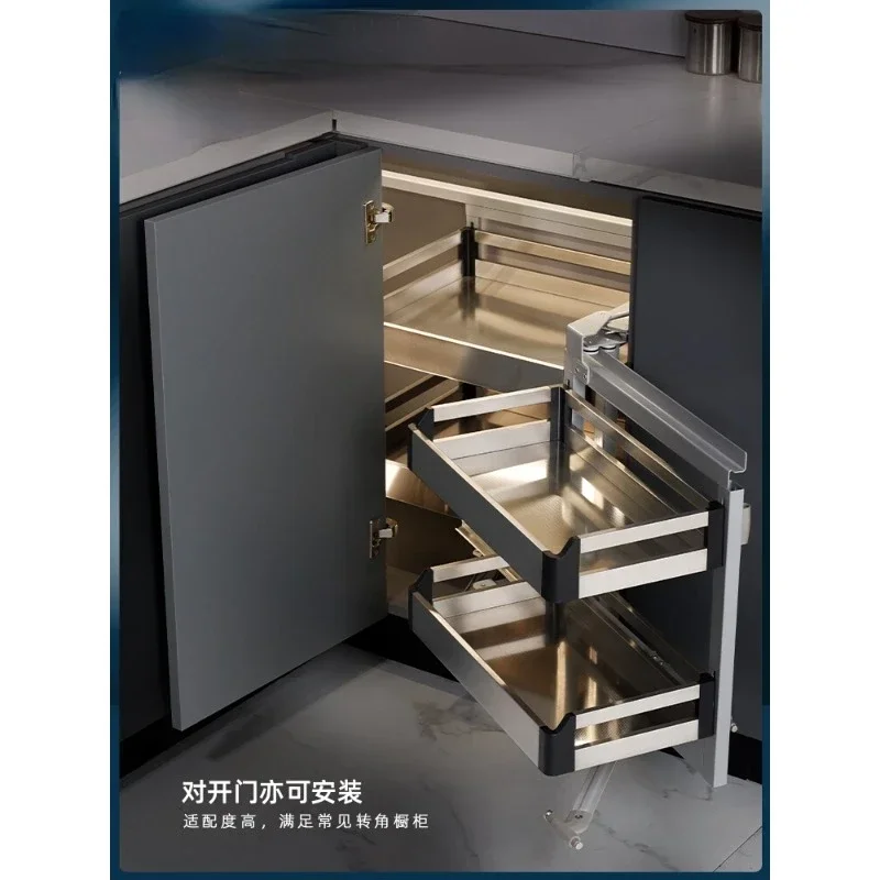 Small Monster Corner Pull Basket Kitchen Cabinet Floor Cabinet Rotating UFO Pull Basket Small Monster Corner Small Size