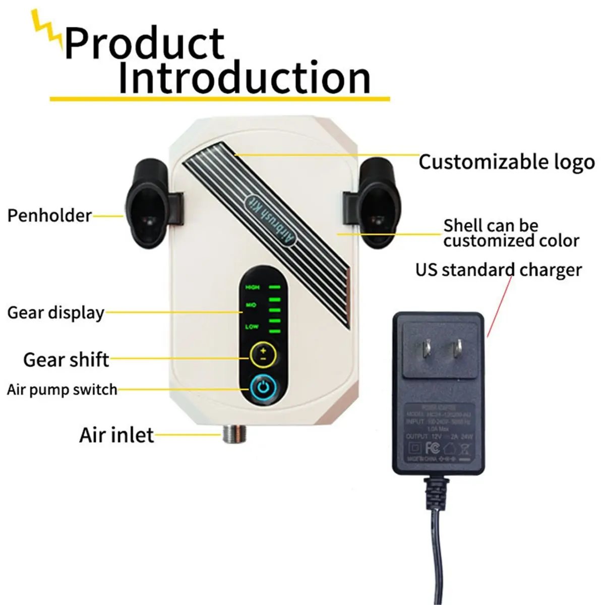 Y50A-XLS-G00A Model Mini Airbrush Set Air Pump Spray Painting Tool Coloring Inkjet Printer Compatible US Plug