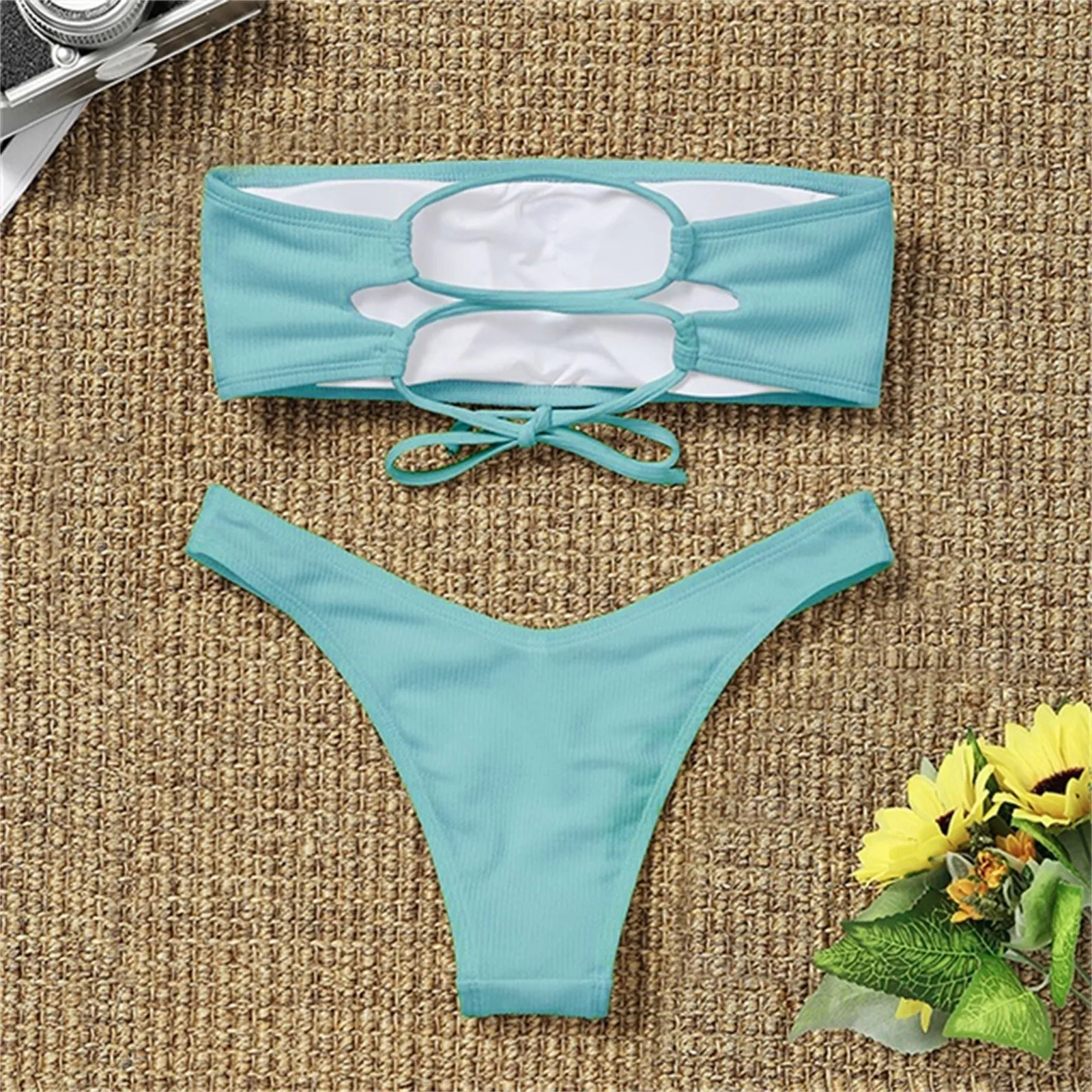 2024 New Bikini High Waist Strapless Sexy Bikini Women Swimwear Brazilian Swimsuit Padded Bathing Suit Monokin Beachwear
