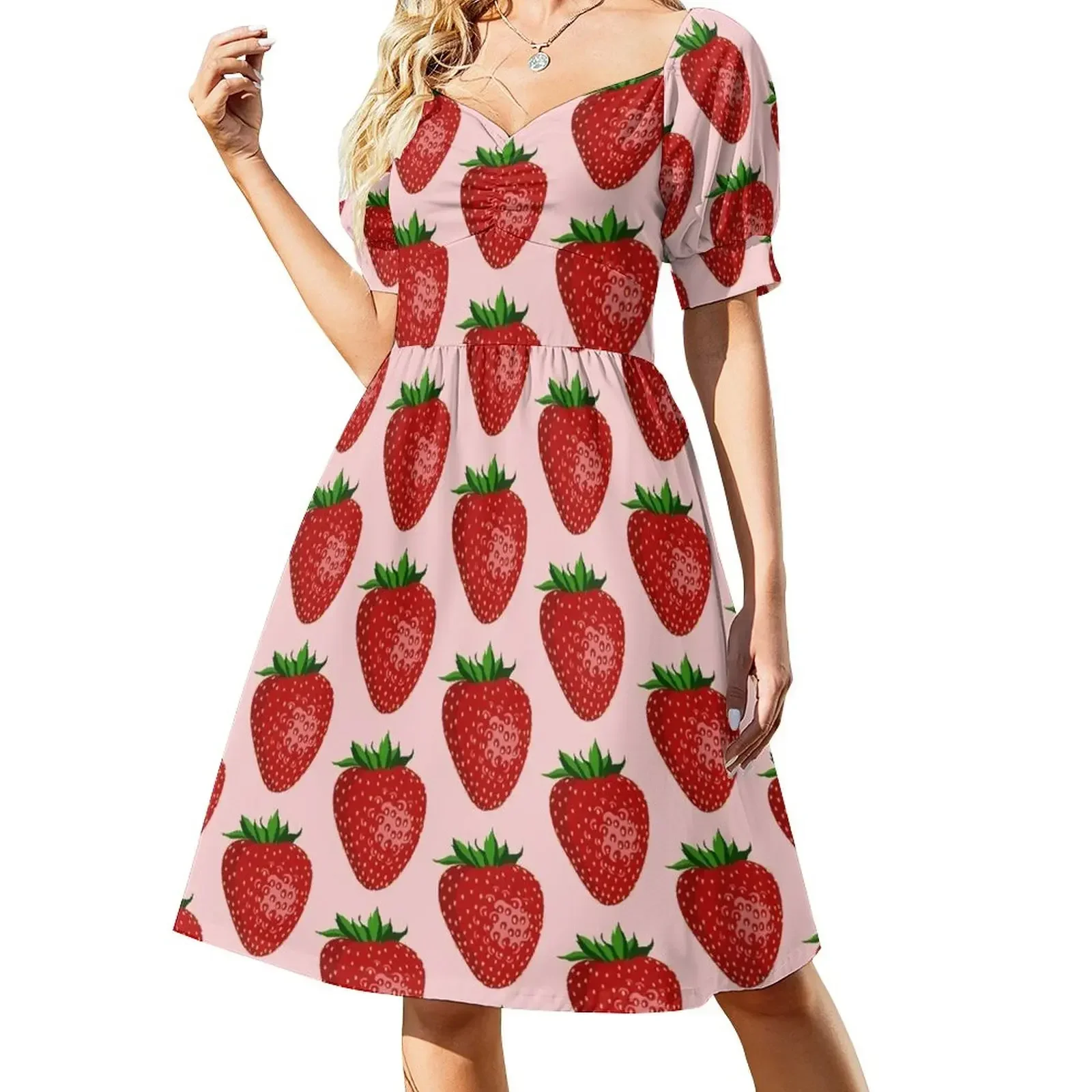 

fruity strawberry Short-Sleeved Dress Casual dresses women's luxury party dress Dress