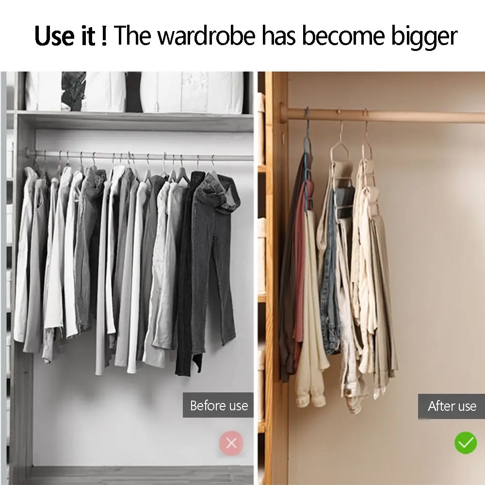 5 Layers Trousers Hangers Household Multi-layer Thickened Clothes Storage Holders Multifunctional Pants Towel Scarfs Racks