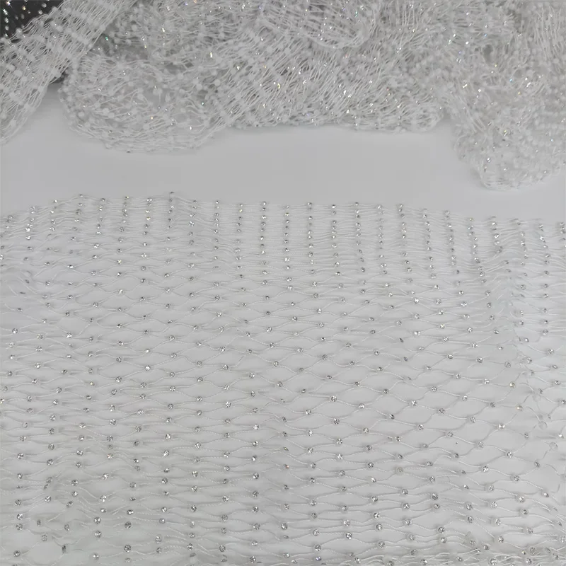 65X55cm White Fishing Net Line Stone Crystal Rhinestone Connection Fabric 2023 Ins Hot Designer for DIY Dress Mask Decor