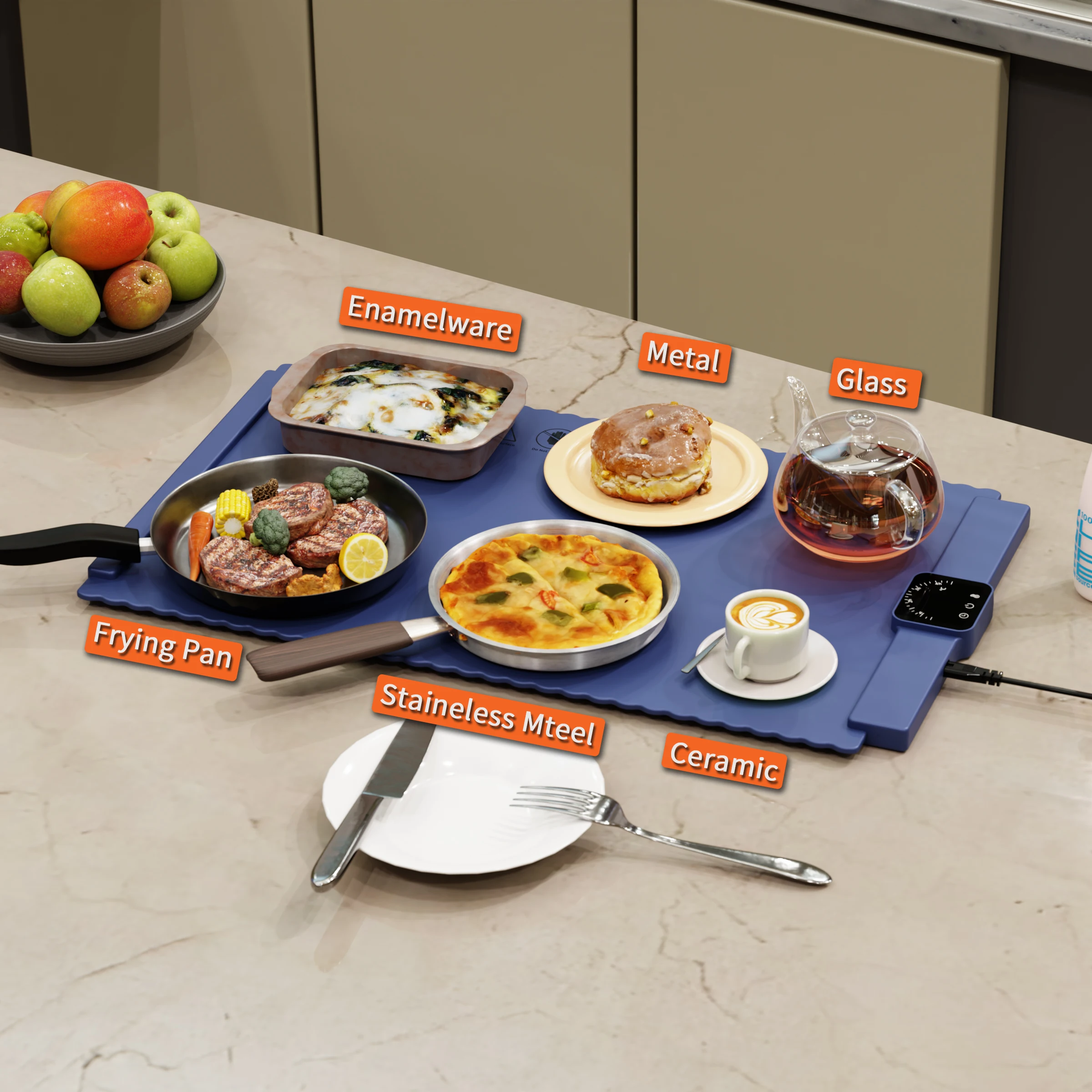 

Electric Buffet Warming Trays Keep Meal Warm Chopping Board Foldable Silicone Food Warmer Tray