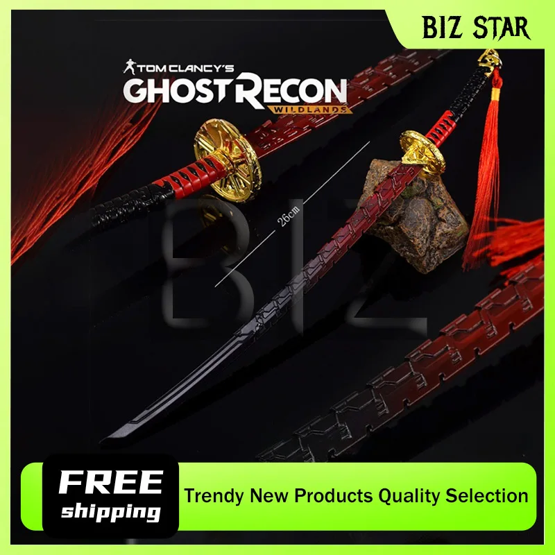 26cm/10.24in Tom Clancy's Recon Game Peripheral Samurai Sword Figurines Toys Metal Crafts Model Ornament Katana Desktop Display