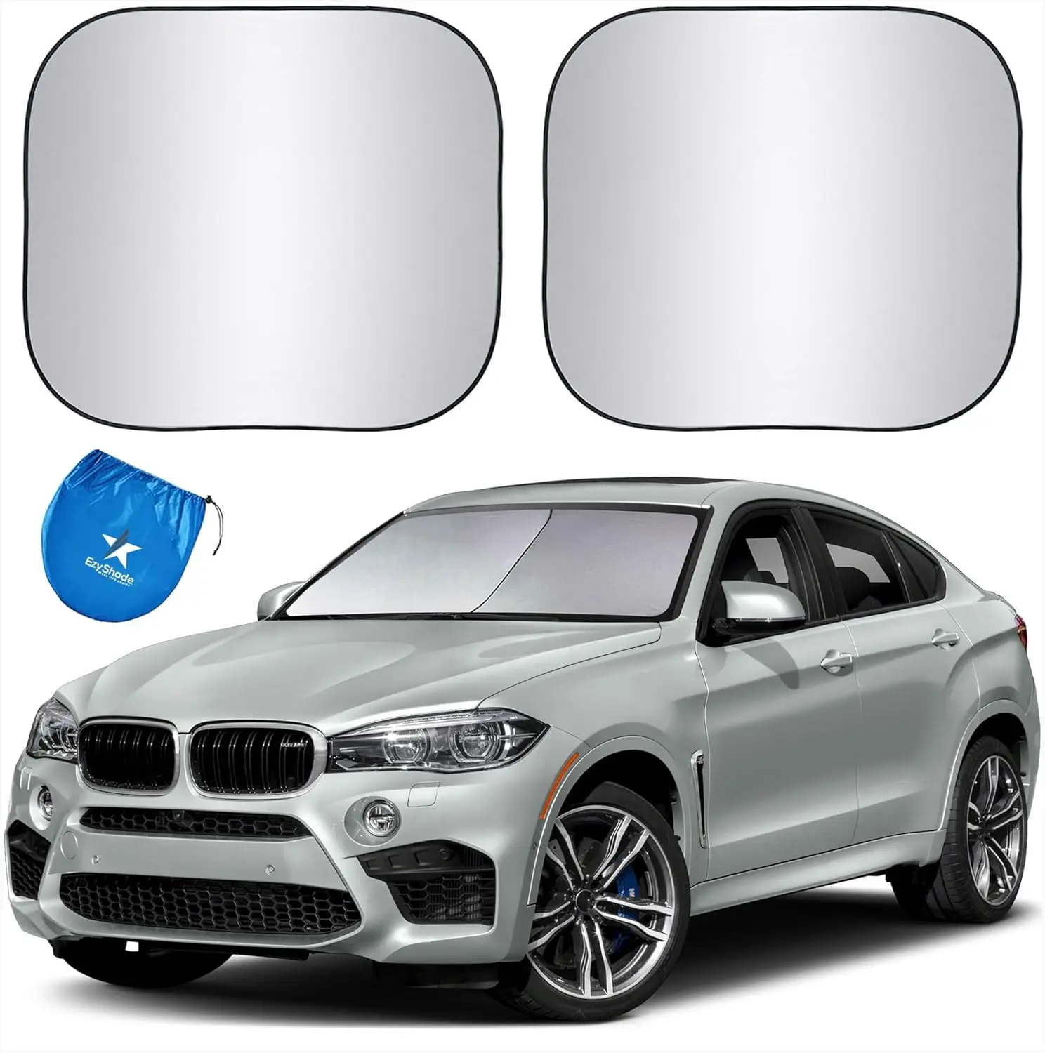 

Windshield Sun Shade with Reflective Technology, Foldable 2-Piece, Fits Most Cars, Medium Size
