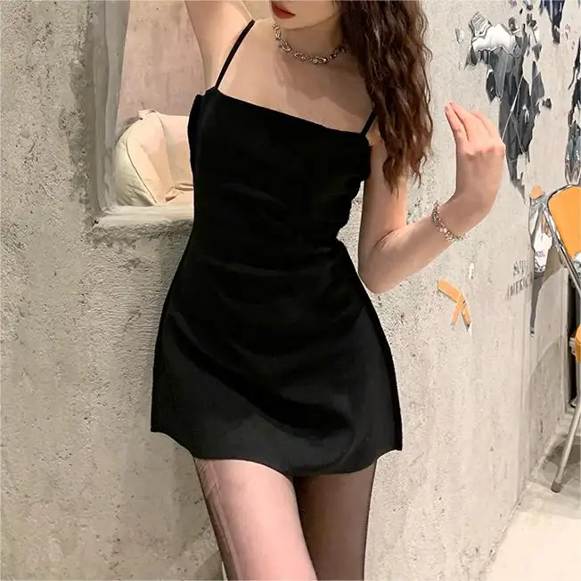 Office Lady Dress Suits 2024 Long Sleeve Blazers Slim Sleeveless Slip Mini Dresses Sets Autumn Elegant Women Black 2 Piece Set