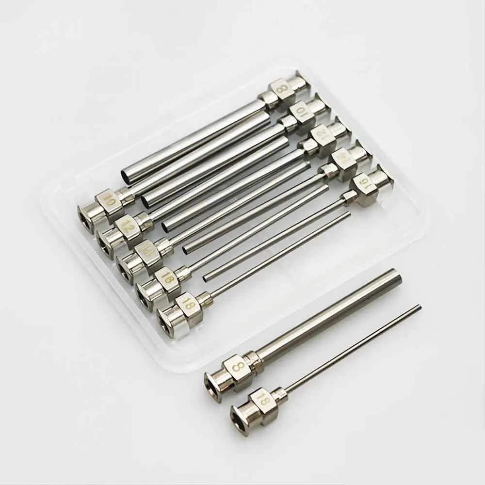 1.5inch 38mm Blunt Tip Luer Lock Needles 8-18G Stainless Steel Dispensing Needle Set for Lab Liquid Glue Pack of 12