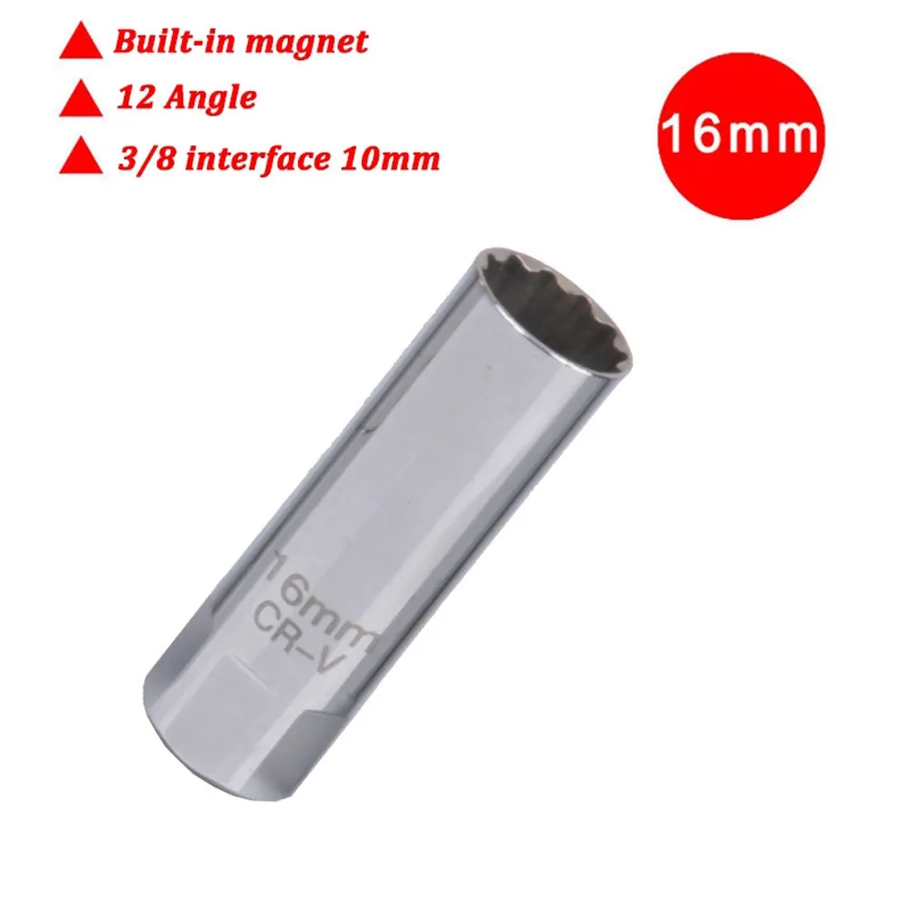 3/8 Cal 12 napędowe gniazdo świecy zapłonowej klucz z magnetyczną 14/16mm CR-V stali nierdzewnej Adapter klucza nasadowego do usuwania samochodów