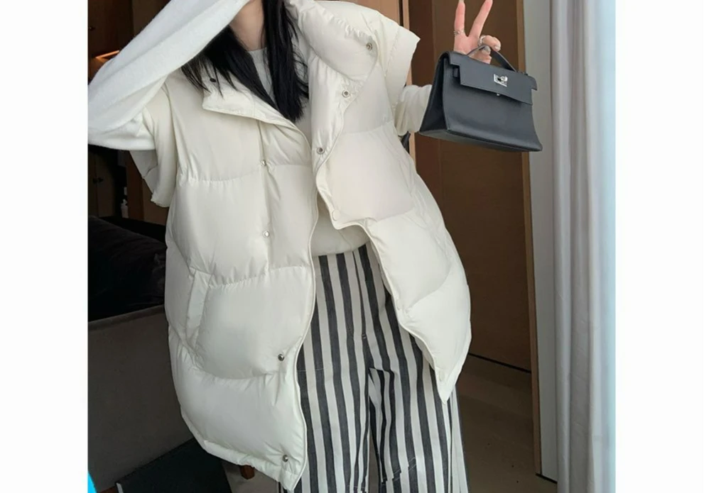 

2025 Autumn Winter Down Cotton Vest for Women Outerwear Vest Casual Versatile Vest Sleeveless Jacket