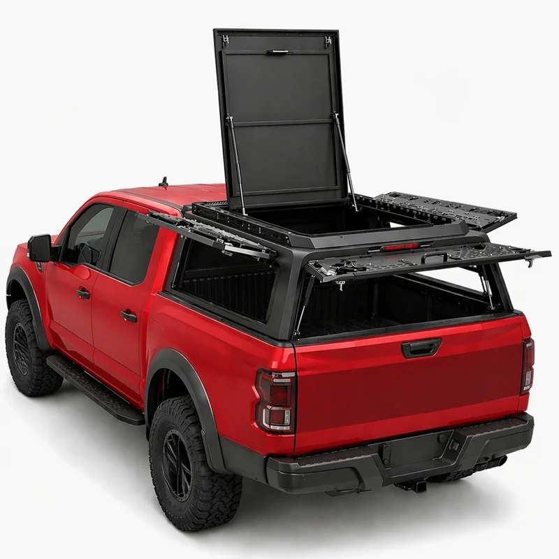 High Quality Heavy Duty Aluminum Alloy Pickup Truck Hardtop Canopy 4-Door High Roof Topper