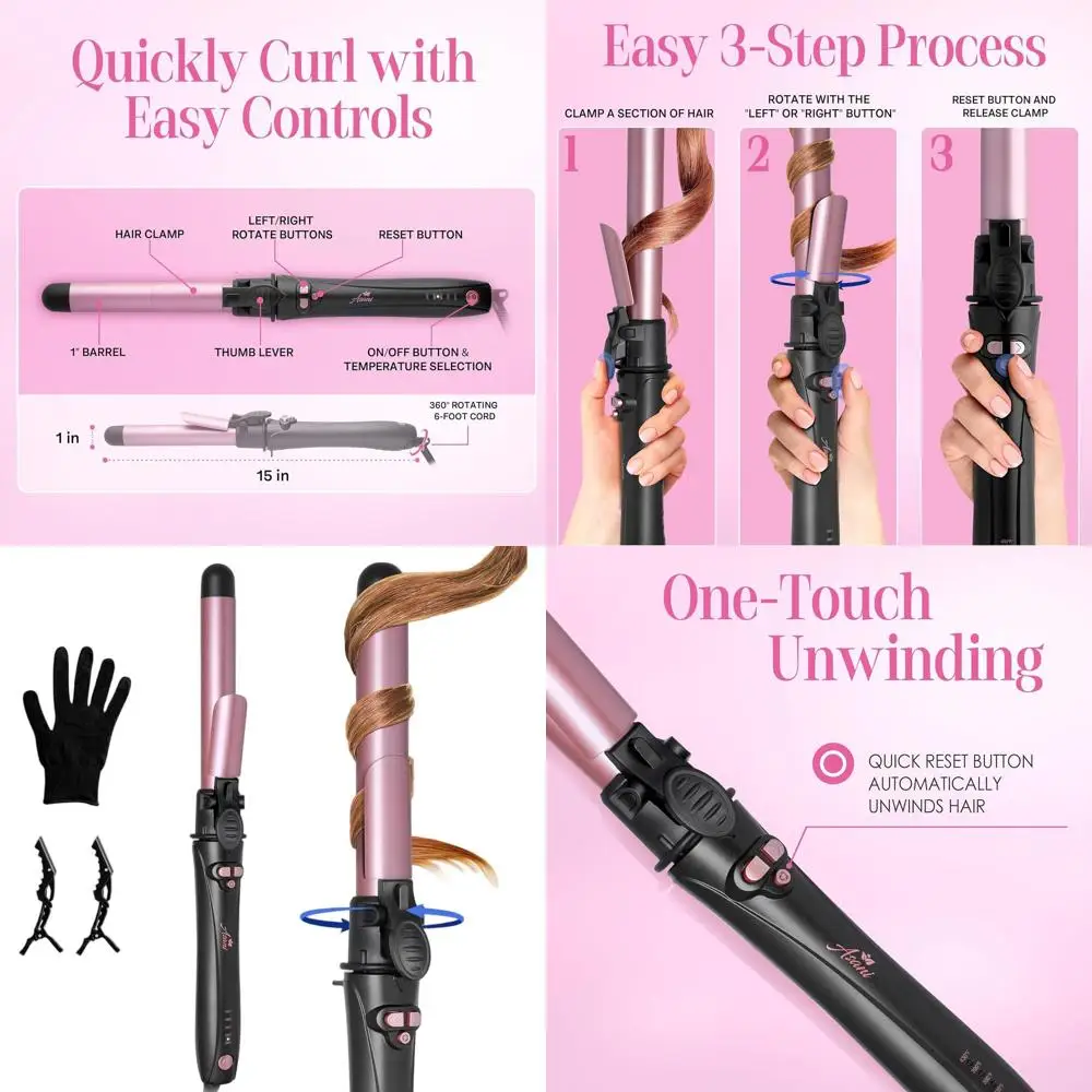 

Automatic 1 Inch Curling Wand with Adjustable Heat up to 430°F for All Hair Types, Ideal for Long Hair, Dual Voltage for Lasting