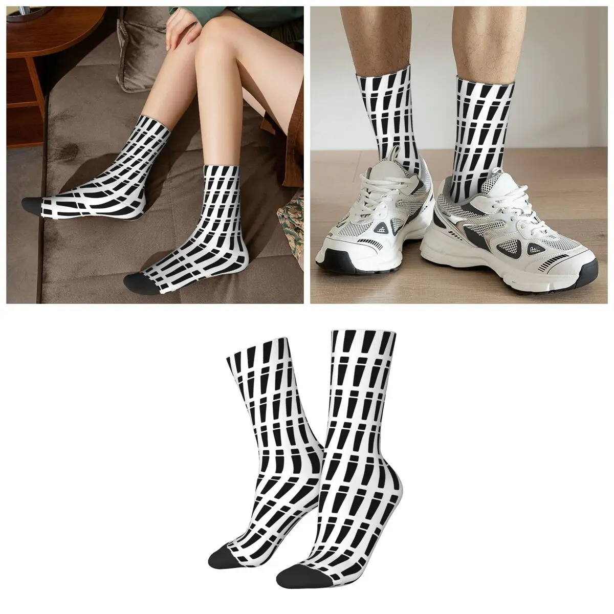 Abstract Geometric Exclamation Mark Socks Harajuku Sweat Absorbing Stockings All Season Long Socks for Man Woman Valentine's Day