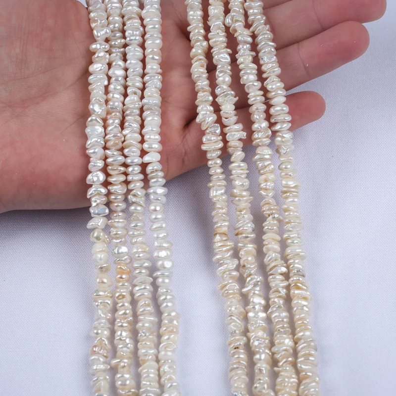 6-8mm Middle Hole AA A Natural white Loose Beads Real Keshi Freshfwater Pearl Pearls Beads Strand