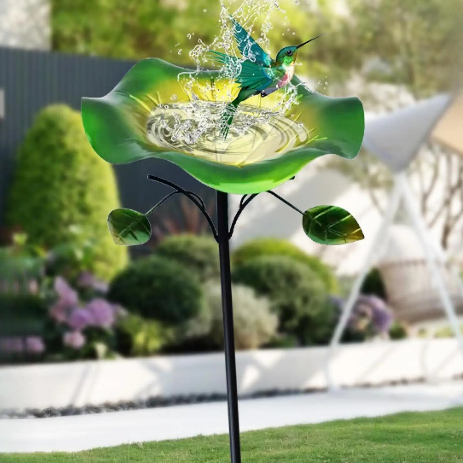 Bird Bath Feeder Bowl 5-Pronged Base Metal Bird Feeder Freestanding Birdbath for Yard Patio Outdoors Garden Iron Pedestal Stake