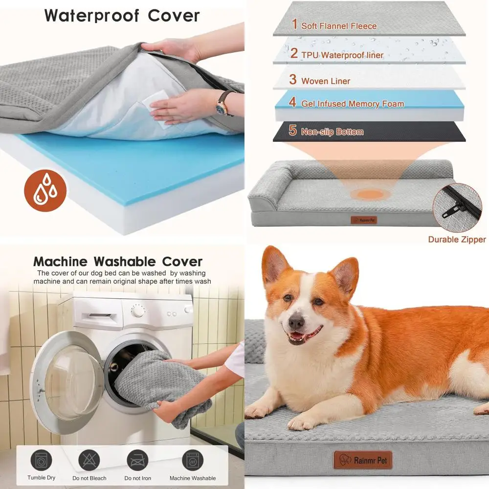 

Large Orthopedic Memory Foam Dog Bed, Washable Cover, Non-Slip Base, Waterproof, Suitable for Indoor/Outdoor, Crate & Car, 36x27