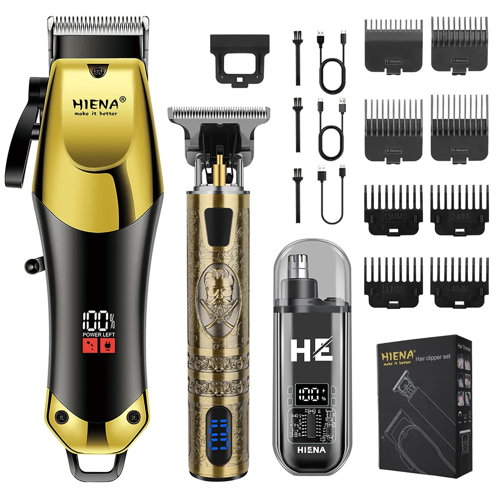

Men's Electric Hair Clipper Beard Trimmer - Rechargeable Hair Cutting Machine with Hair Trimmer Kit Trimmer T-Blade Shaver Gift