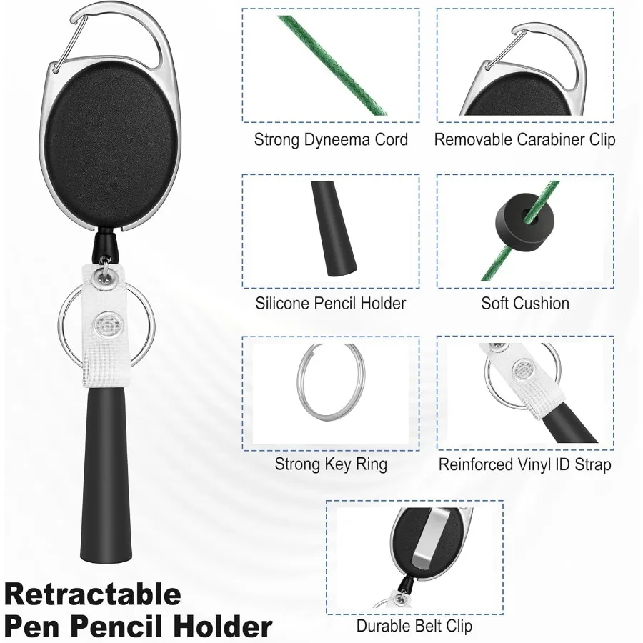 4 عبوات من حامل القلم القابل للسحب مع سلك Dyneema مقاس 31.5 بوصة من السيليكون المرن وحامل التقشير القابل للسحب مثالي لميكانيكي Carpente Nues