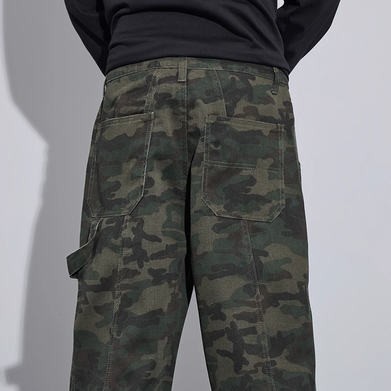 Camouflage Cargo Broek Mannen En Vrouwen Y 2K Streetwear Low Rise Jeans Retro Wijde Pijpen Denim Rechte Broek Harajuku