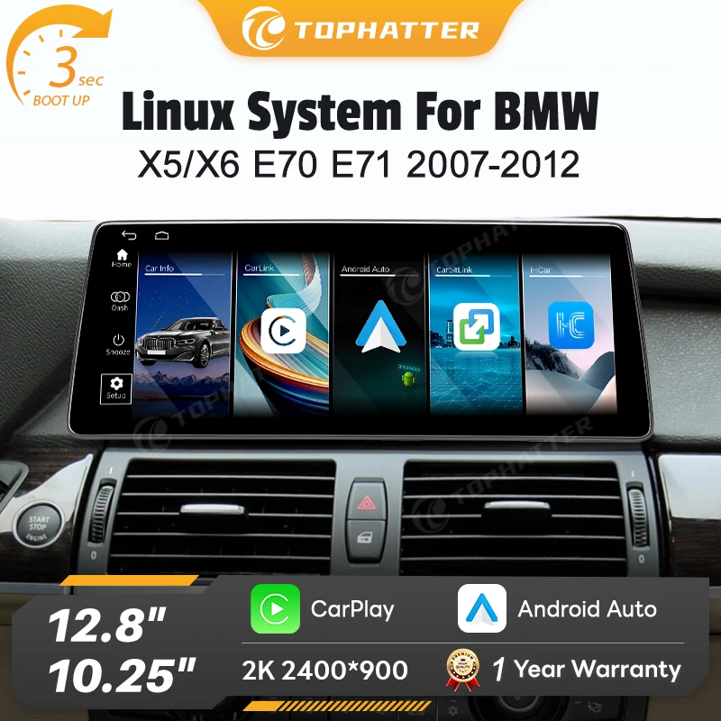 

Wireless Carplayfor BMW X5 X6 E70 E71 2007-2012 CCC CIC Multimedia Display Touch Screen Android auto Head Unit With Mirror link