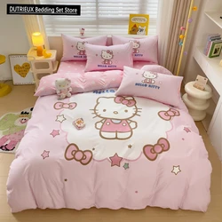 3pc Duvet Cover Hello Kitty Bedroom Living Room Decoration Children Adult Animation One Quilt Cover Two Pillowcases with Zipper