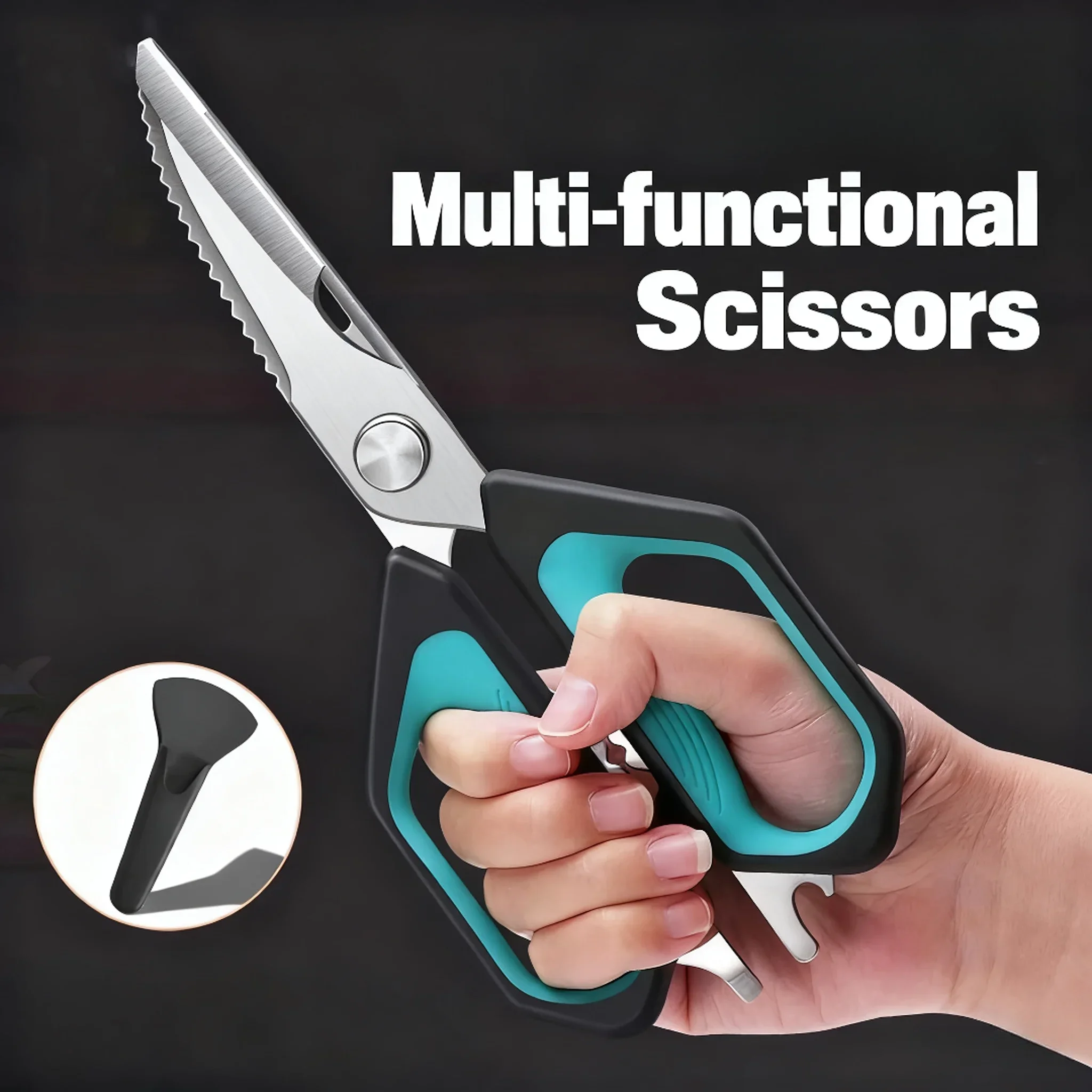 Kitchen Scissors Shears Household Multi-Purpose Chicken Killing Fish Scissors Sharp Food Grade Barbecue Scissors Kitchen Tools