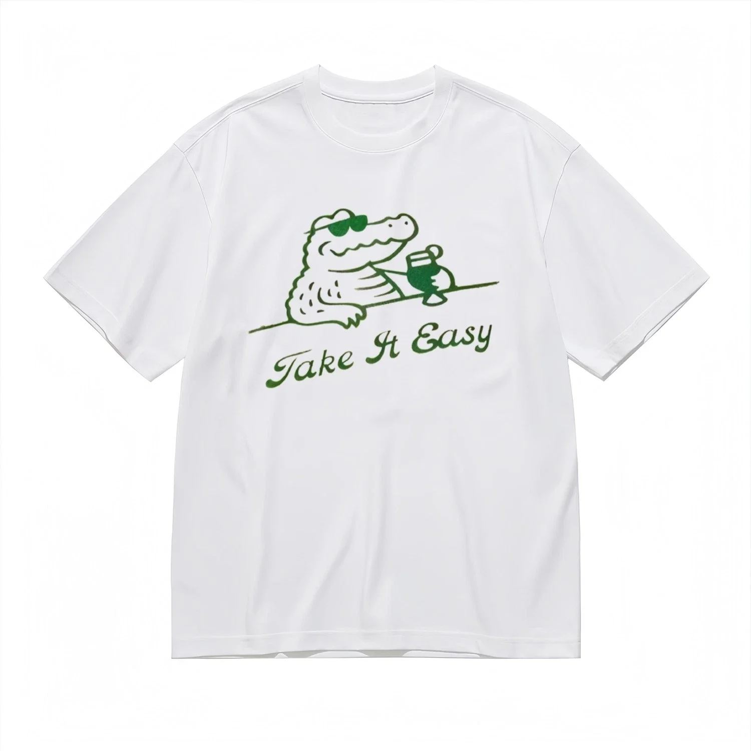

Cool Crocodile Graphic Printing Summer Luxury Brand Pure Cotton Men's and Women's T-shirt Short-sleeved Street Fashion Clothing