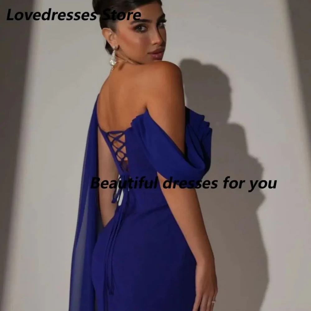 Elegant Off The Shoulder Evening Dress for Women Floor Length Mermaid Jersey Evening Gowns Lace-up Back Party Dresses Customized
