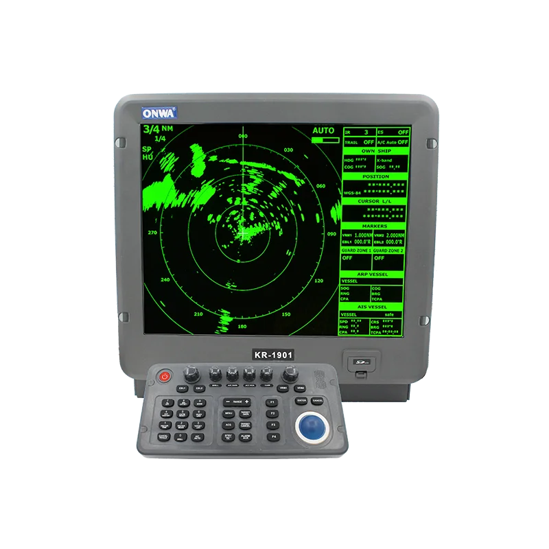 KR-1968 19-Inch 64NM Color LCD Marine Radar 6 12.5 25 KW With AIS Display And Target Tracking