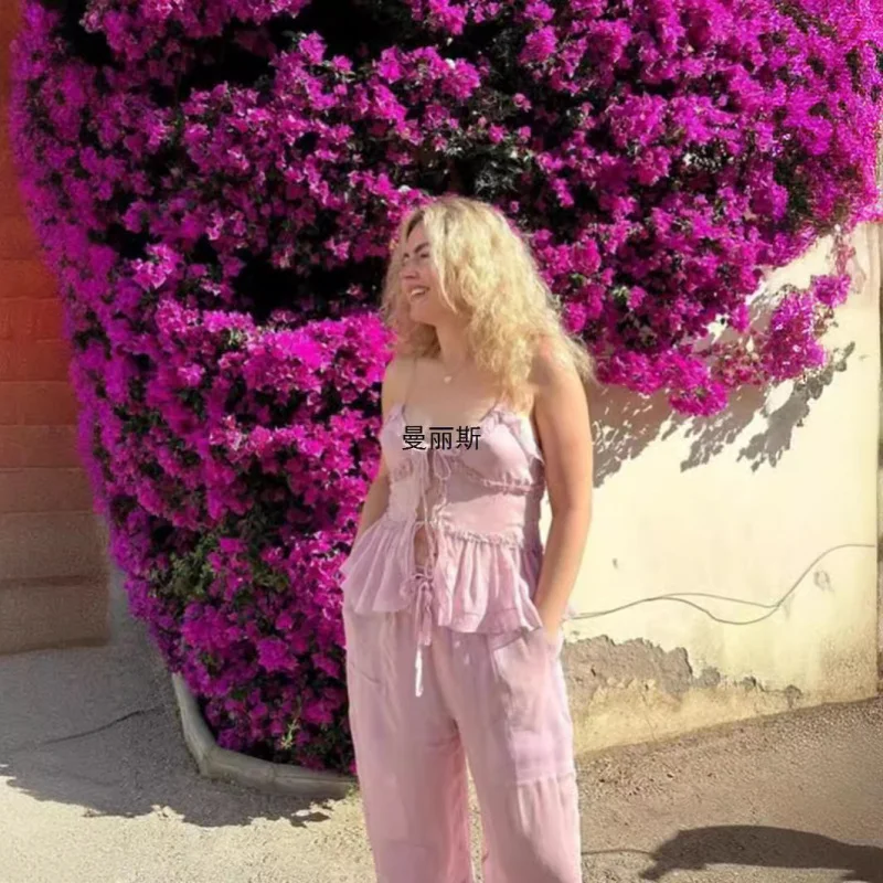

Stacked Layer Vest Top Semi-Transparent French Style SexyINSTrendy European and American Pink Black Light Green Chenille