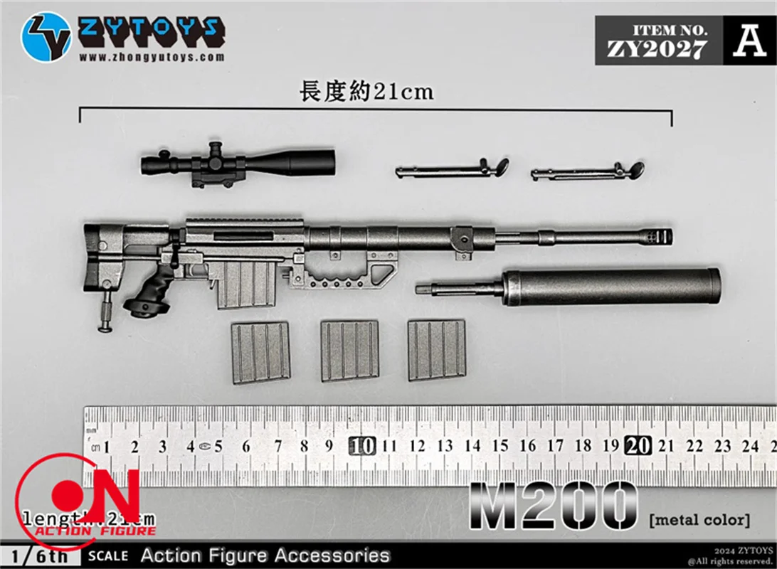 ZYTOYS ZY2027 1/6 Rifle de francotirador M200 de plástico 21cm modelo de pistola accesorios de escena aptos para muñecas de cuerpo de figura de acción de soldado de 12 pulgadas
