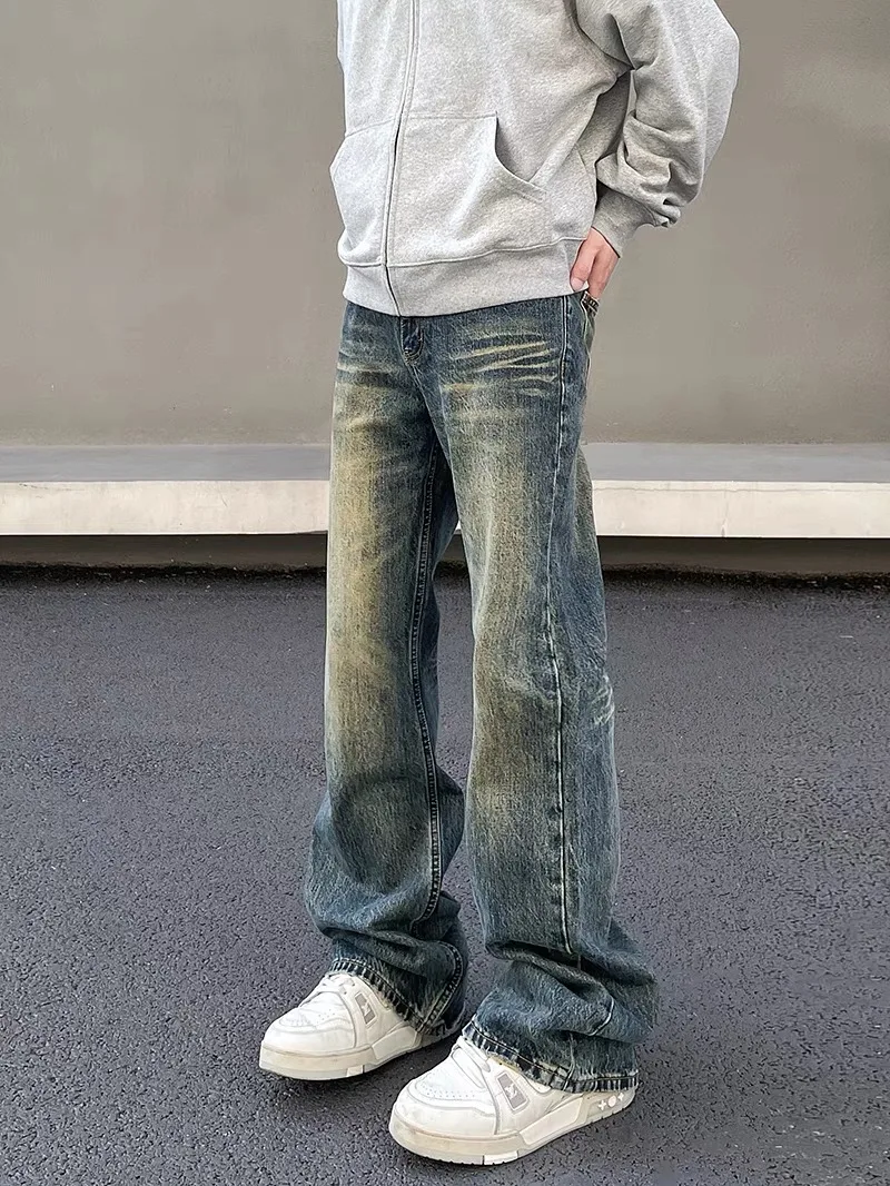 

Cleanfit Vintage Waed American High Street Men's Jeans Trendy Straight Leg Slimming Long Trousers Casual Loose Fit Jeans