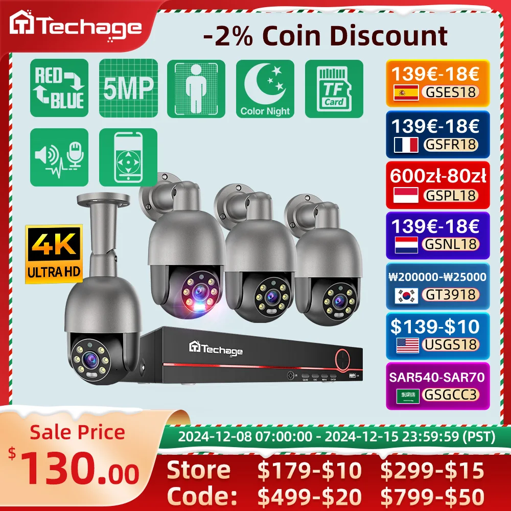 Hiseeu CCTV 보안 감시 카메라 시스템 키트 세트, 풀 컬러 야외 홈 NVR IP 카메라, 8 포트 NVR, 4K, 8MP, 4MP, PTZ, POE 