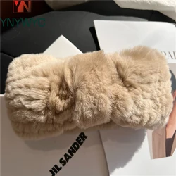 2024 Hot Sale Women Headband Winter Autumn Elastic Real Rex Rabbit Fur Neck Scarf For Girls Hair Band Ladies Fashion New Design