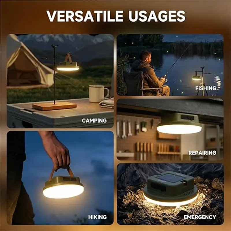 Solar Powered Camping Lantern, 2400LM Ultra Bright Waterproof Light With Remote, 15000Mah Battery Life 120HRS For Emergency