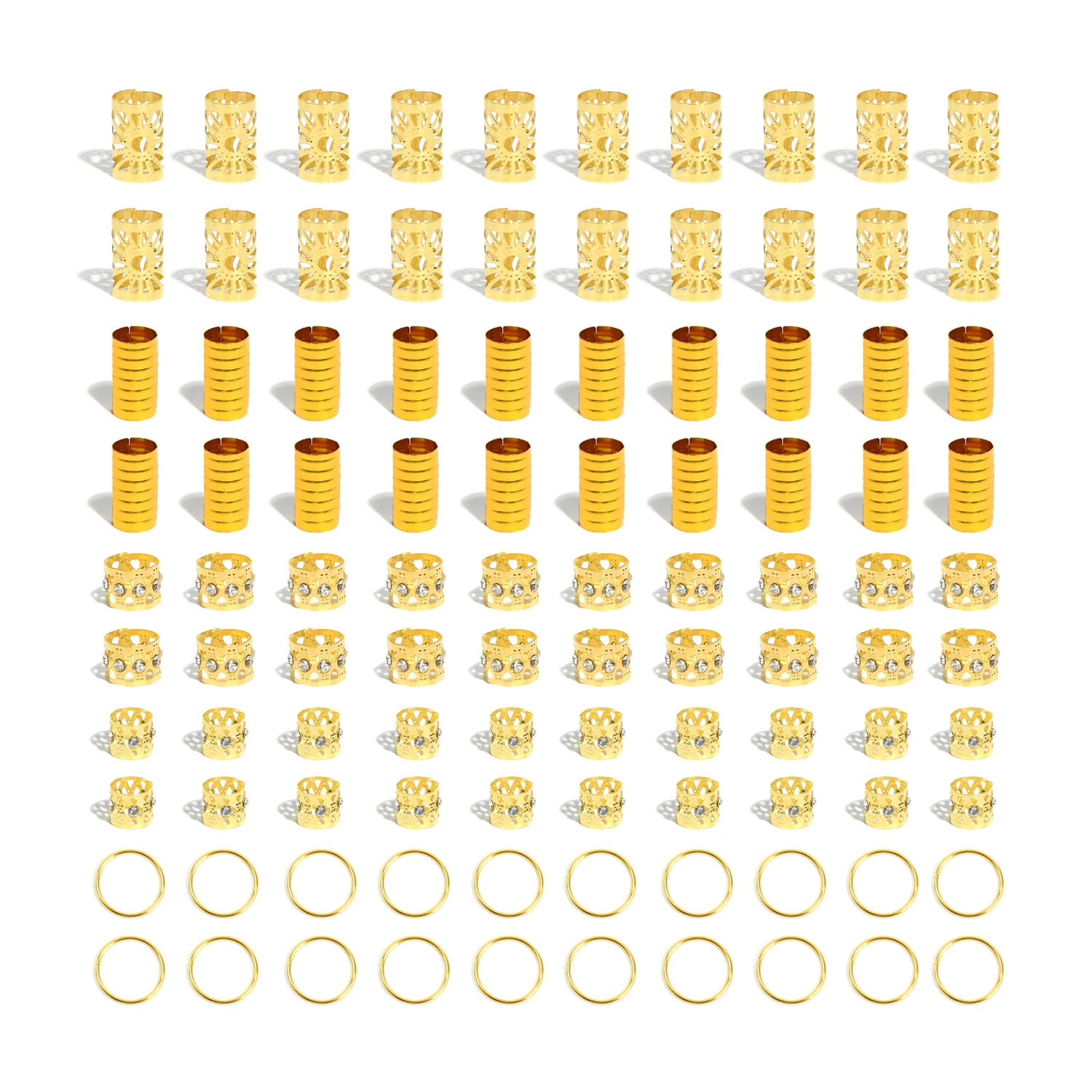 

100pcs Dreadlock Braid Beads Accessories Golden Adjustable Cuffs Clip Hair Braiding Decoration Hair Jewelry for Braids