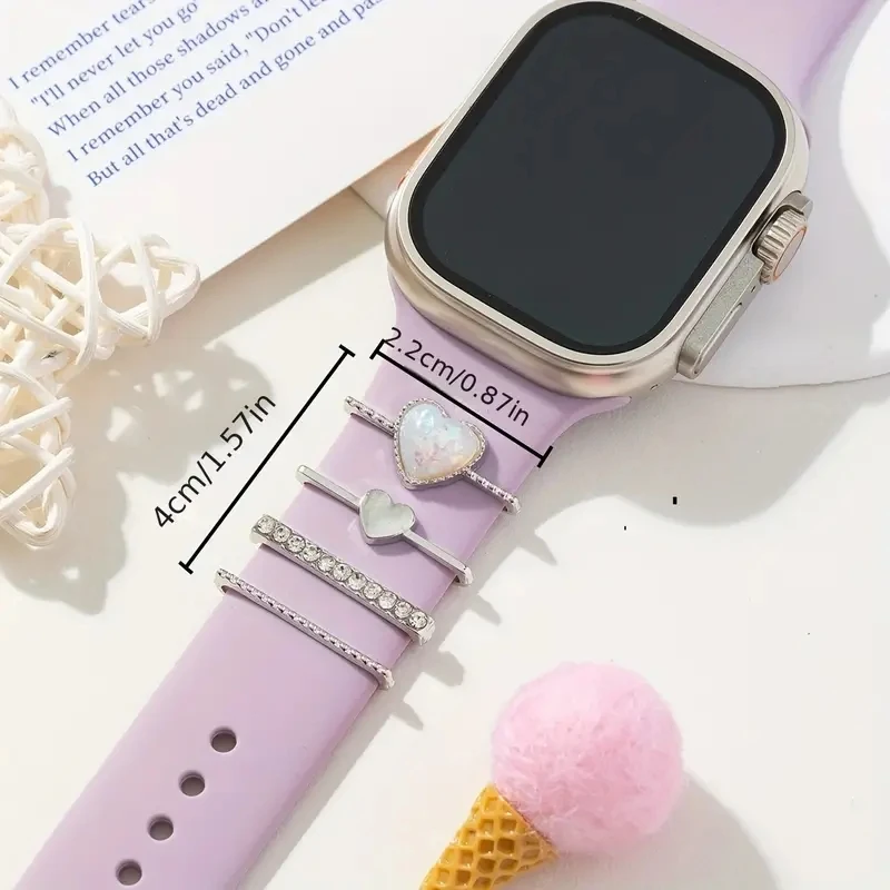 حزام الموضة الزخرفية لساعة أبل الفرقة الماس زخرفة سوار زخرفة المعادن سحر سيليكون حزام الملحقات