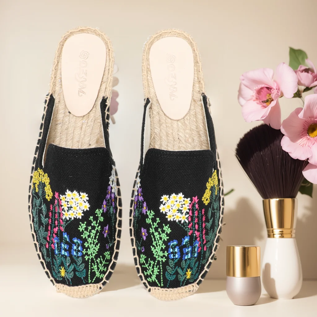 women sandals shoes Slippers Slides Hemp Rubber Cotton Fabric Mixed Colors Unicornio Pantufas De Pelucia Bichos Flip Flops