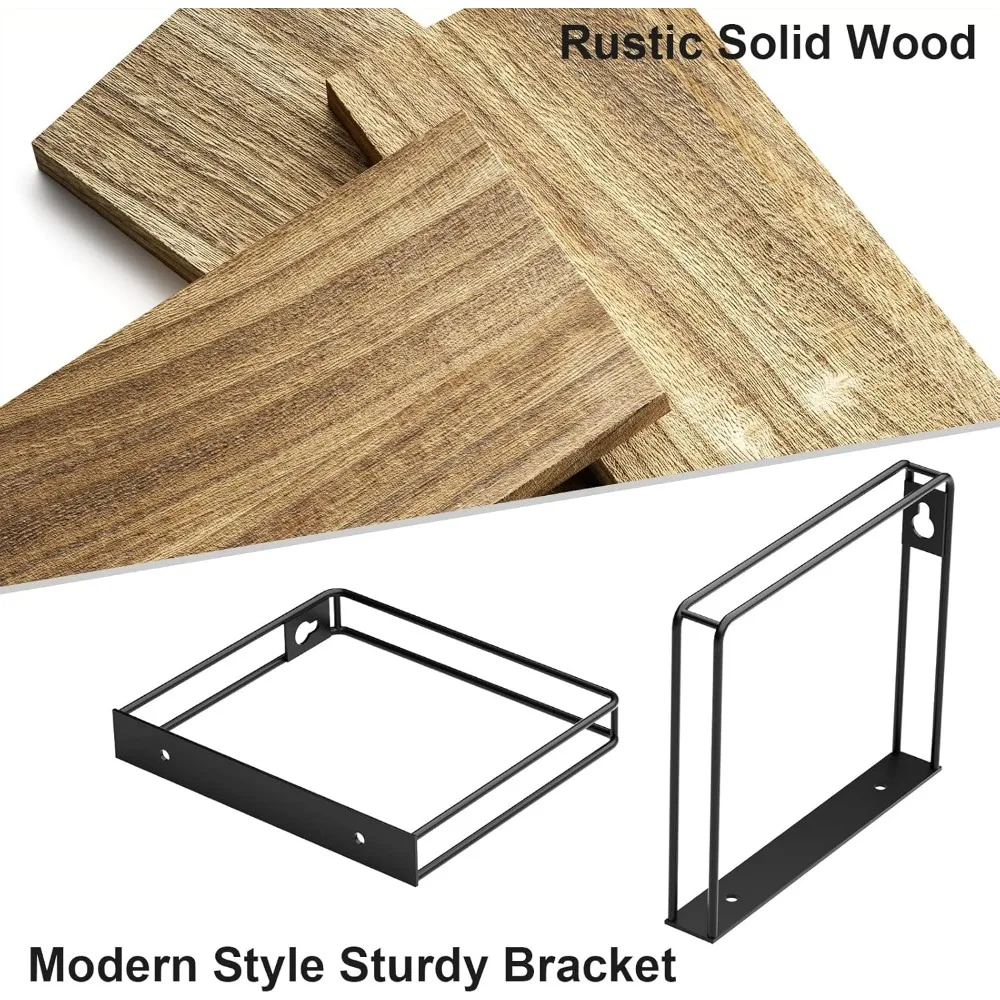 أرفف عائمة ريفية، أرفف معلقة مجموعة تثبيت على الحائط مكونة من 3 قطع، أرفف خشبية مقاس 17 بوصة للديكور وغرفة النوم والحمام وغرفة الغسيل، #5