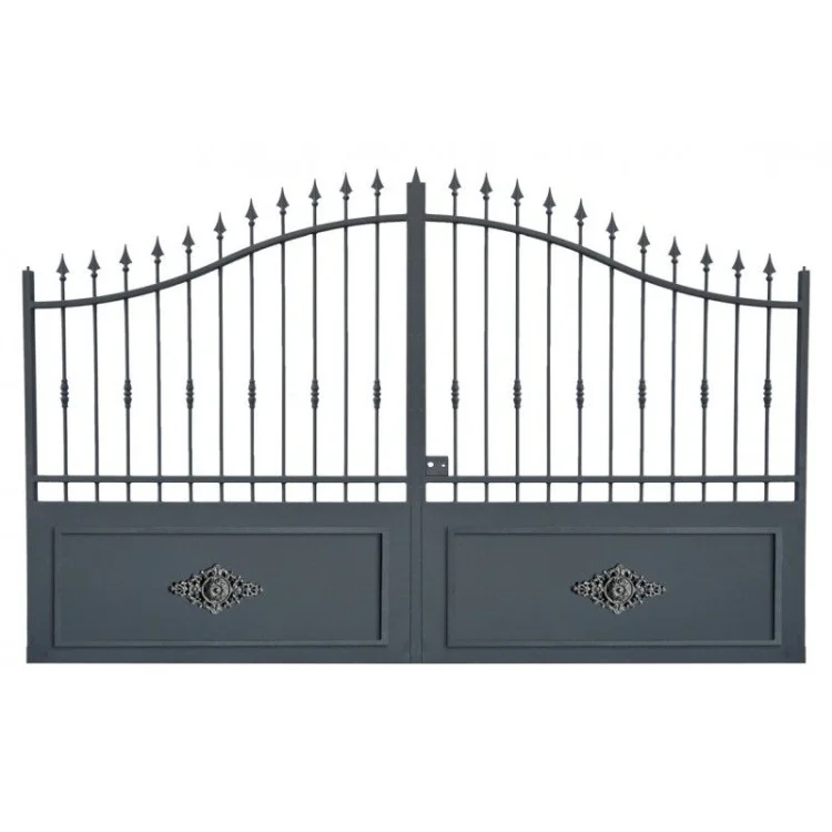 

Высококачественные алюминиевые двойные распашные ворота с современным кованым дизайном, водонепроницаемые секционные ламели, ограждение для двора, экологичные