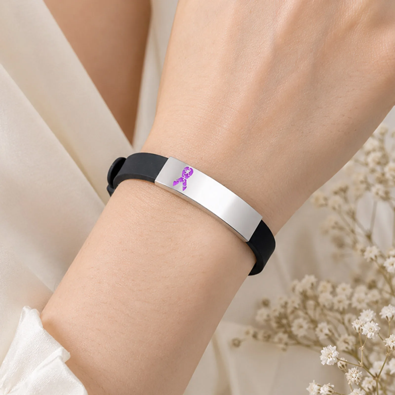 Custom Medical Alert ID Bracelet, Waterproof Adjustable Silicone Emergency Wristband for Autism Alzheimer's Epilepsy Men Women view 5