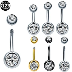 10Pcs/50Pcs Titanium 14G Belly Button Piercing Zircon Externally Threaded Gem Navel Earrings Pircings Punk Jewelry for Women