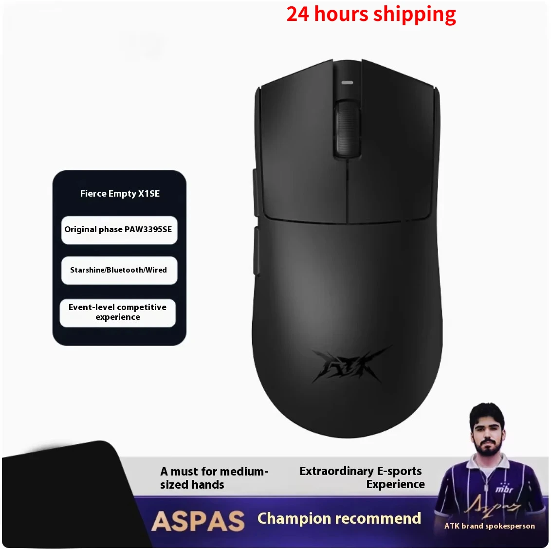 ATK Blazing Sky X1 8K Mouse Wireless  Low Latency FPS Three Mode Game Mouse Lightweight E-sports Custom PC Gaming Accessories