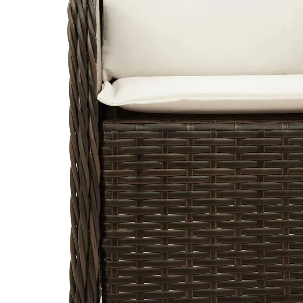 Set da pranzo da patio in polyrattan marrone da 5 pezzi con cuscini - Mobili da esterno eleganti