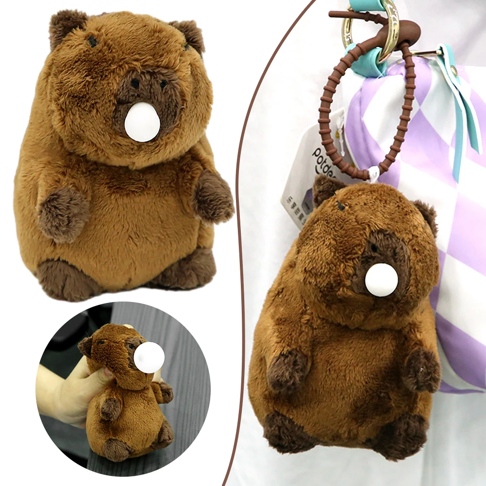 Portachiavi in peluche Capibara con puntelli pendenti leggeri da appendere a bolle di compressione per la decorazione della borsa chiave